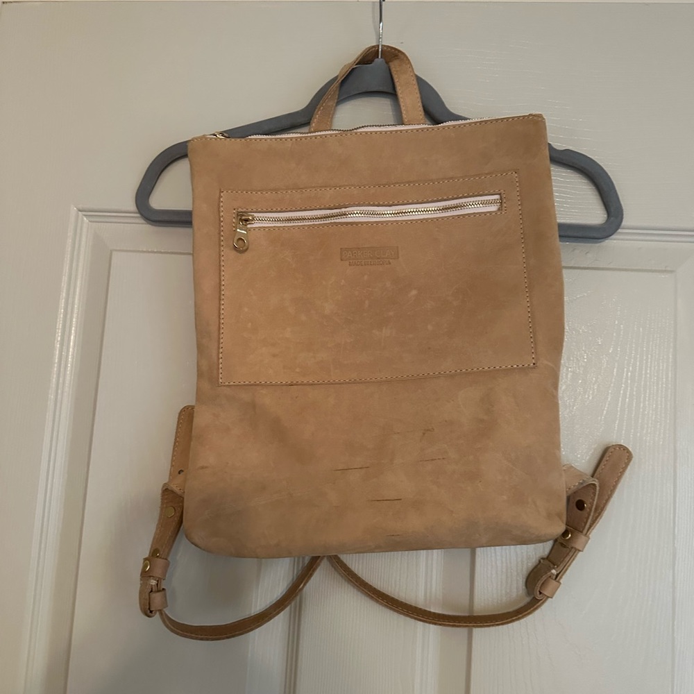 Parker Clay Miramar leather backpack in color sand